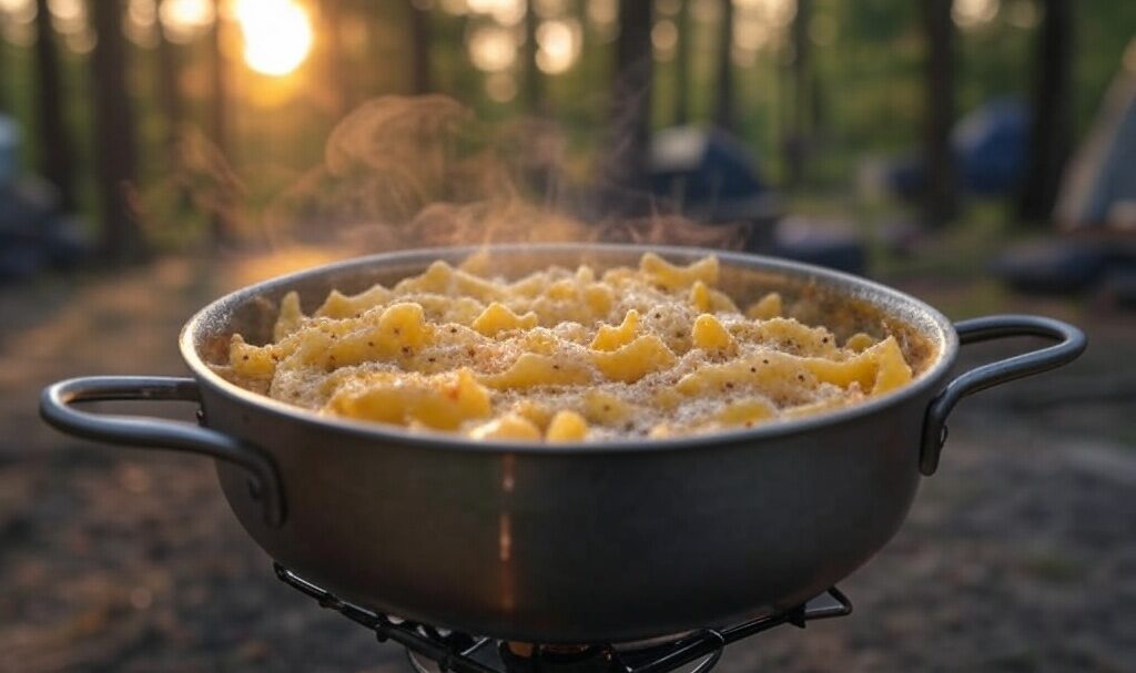 One-Pot Cheesy Pasta camping meal